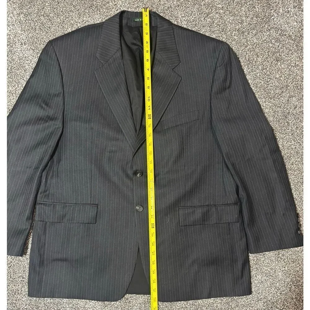Lauren Ralph Lauren Classic-Fit 100% Virgin Wool Pinstripe Suit Jacket Black 42S